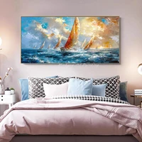 Mintura,100% Handpainted Knife Sailboat Landscape Oil Painting,Modern Home Decor,Wall Art Picture,Abstract Texture Canvas Poster 3
