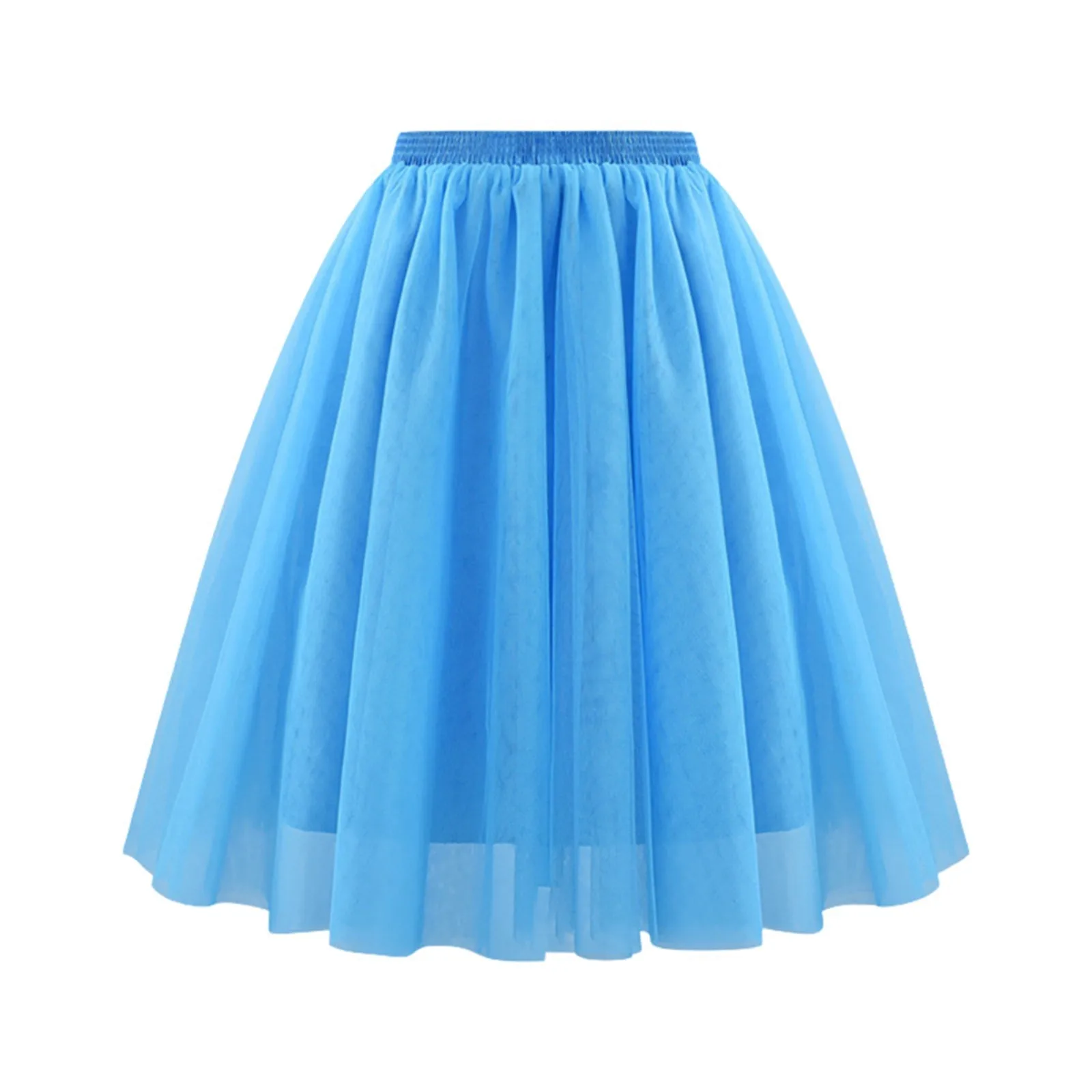 Fashion Tulle Skirt Pleated Tutu Skirts Womens Soft Drape Mid Length Skirt Wedding Bridal Bridesmaid Large Size A Line Skirts 3