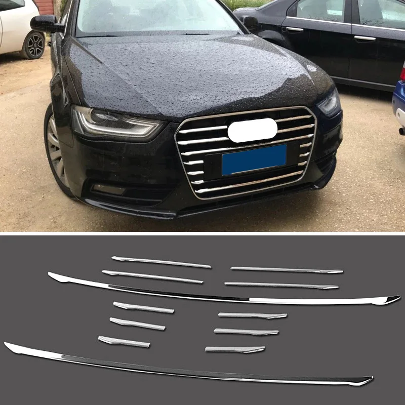 

12 Pcs Car Front Bumper Grille Cover Trim Strips For- A4 B8 2013-2015