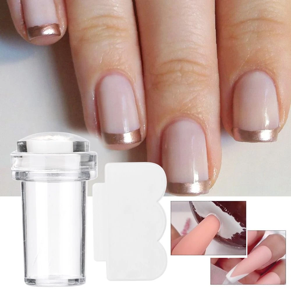 2pcs Silicone Transparent Jelly Nail Stamper Scraper Set For French Tips Nail  Design Diy Stamping Mold Nail Plate Manicure Tools - Nail Templates -  AliExpress