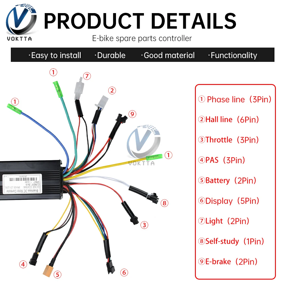 WABTU Ebike Controller 24 V/36 V 250 W 15A Borstelloze DC Sinus Ebike Elektrische Fiets Hub Motor Controller Met Rechts Output Borstelloze Motor Controller WABTU Ebike Controller 24 V/36 V 250 W 15A Borstelloze DC Sinus Ebike Elektrische Fiets Hub Motor Controller Met Rechts Output Borstelloze Motor Controller