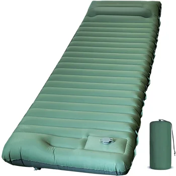 Ultralight Extra Thick 4Inch Camping Sleeping Pad with Built-In Pillow And Foot Pump Inflatable Sleeping Mat for Outdoor Camping