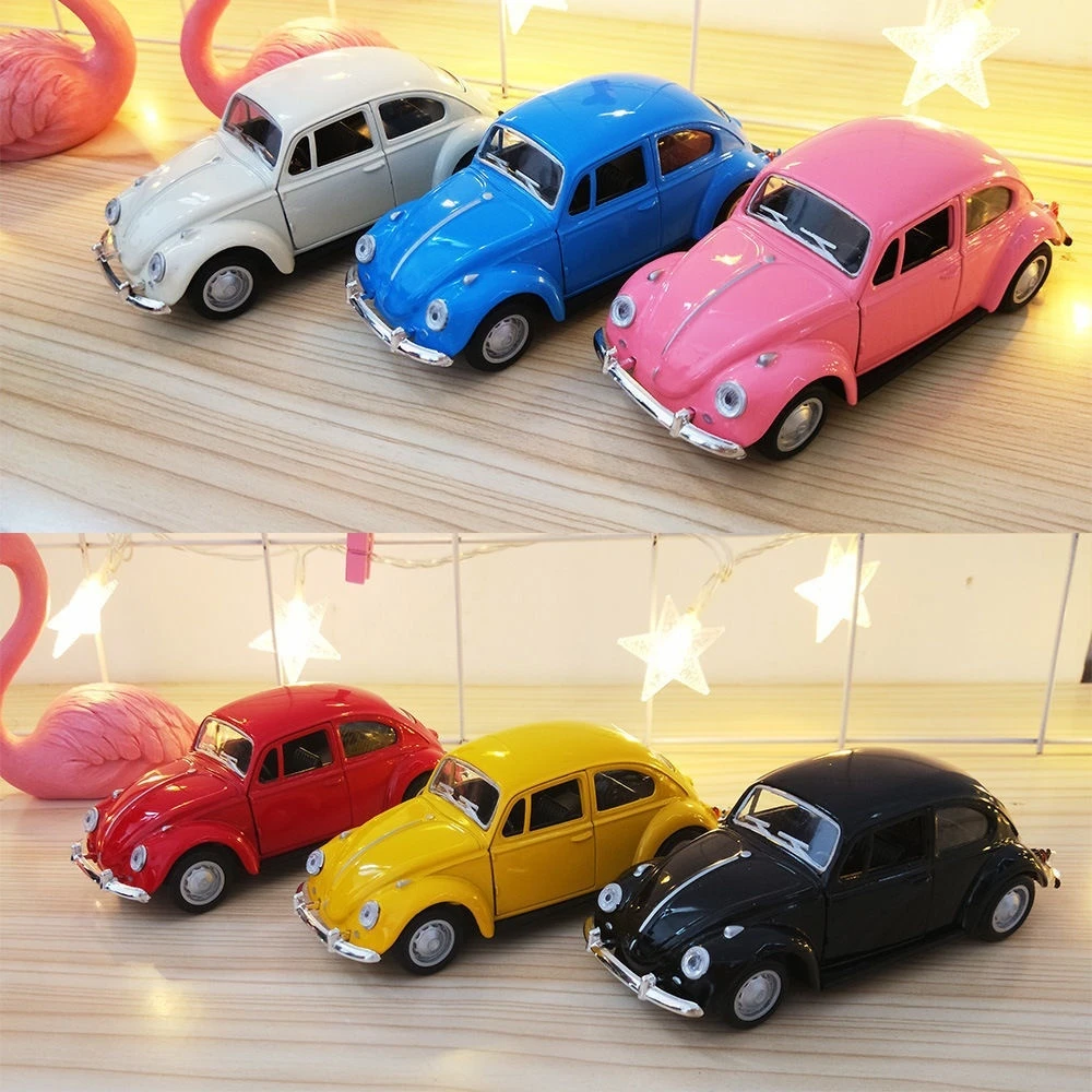 New 13x5x3.5cm Boilback Alloy Double Door Vintage Convertible Beetle Car Model Children's Gift Toy Family Decoration