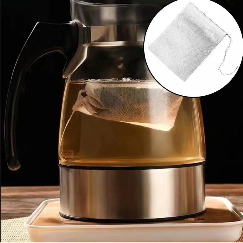 Disposable Tea Bags 100 Pcs Filter Bags for Tea Infuser String Heal Seal Food Grade Non-woven Fabric Spice Filters