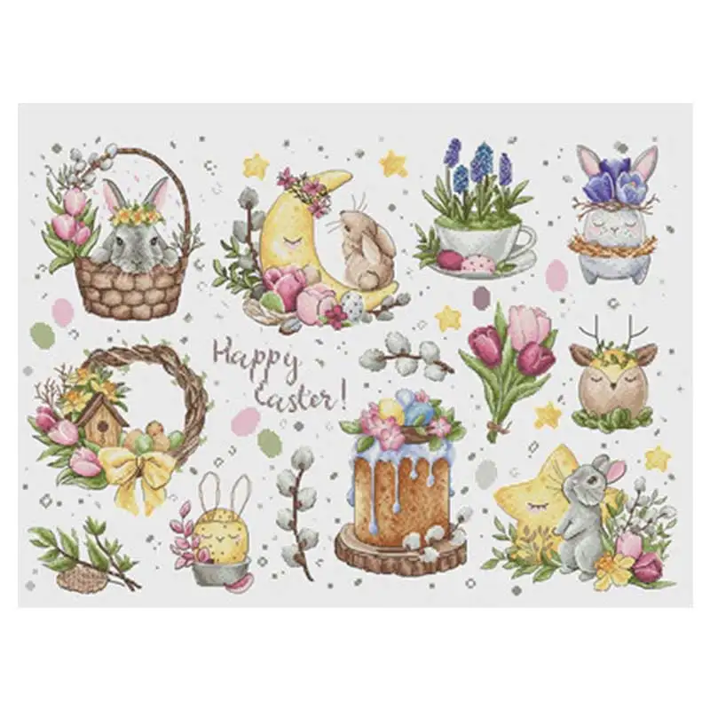 

Happy easter patterns Counted Cross Stitch 11CT 14CT 18CT DIY Chinese Cross Stitch Kits Embroidery Needlework Sets