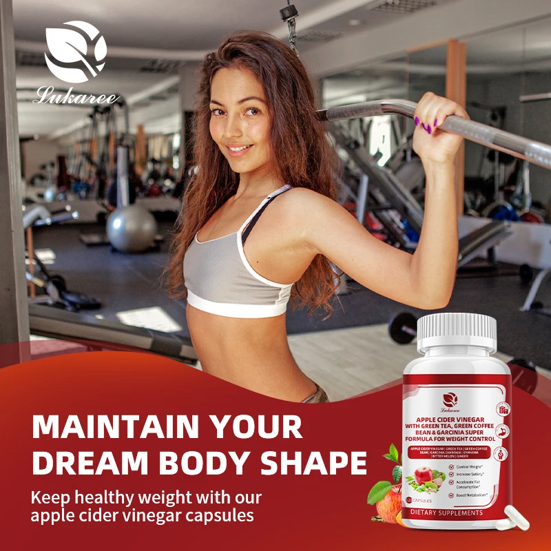 Lukaree Apple Cider Vinegar Capsule Support Weight Loss and Digestive Health Burn Fat Relieve Bloating Detox Balance Cholesterol