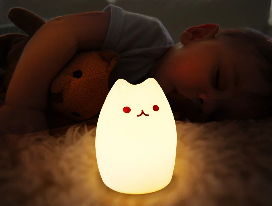 mushroom night light USB Rechargeable Night Light Cat Silicone Night Lights Colorful Touch Sensor Bedroom Bedside Lamp Room Decor For Kids Baby Gift night lights for adults