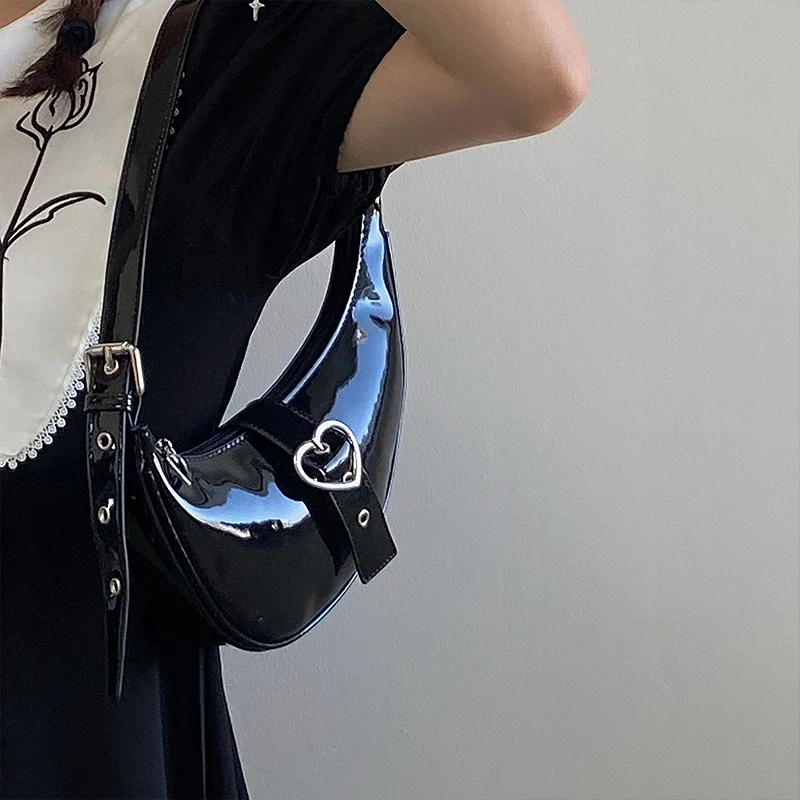Half Moon Bag Vintage PU Leather Small Handbag Luxury Brands Women Shoulder Bags Retro Mini Totes Girls Ladies Armpit Purses