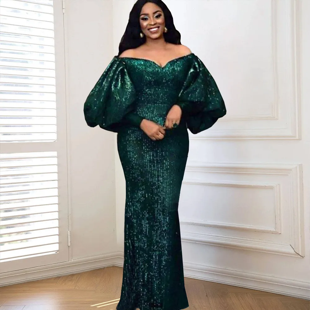 

Женское длинное платье макси с открытыми плечами и длинными рукавами