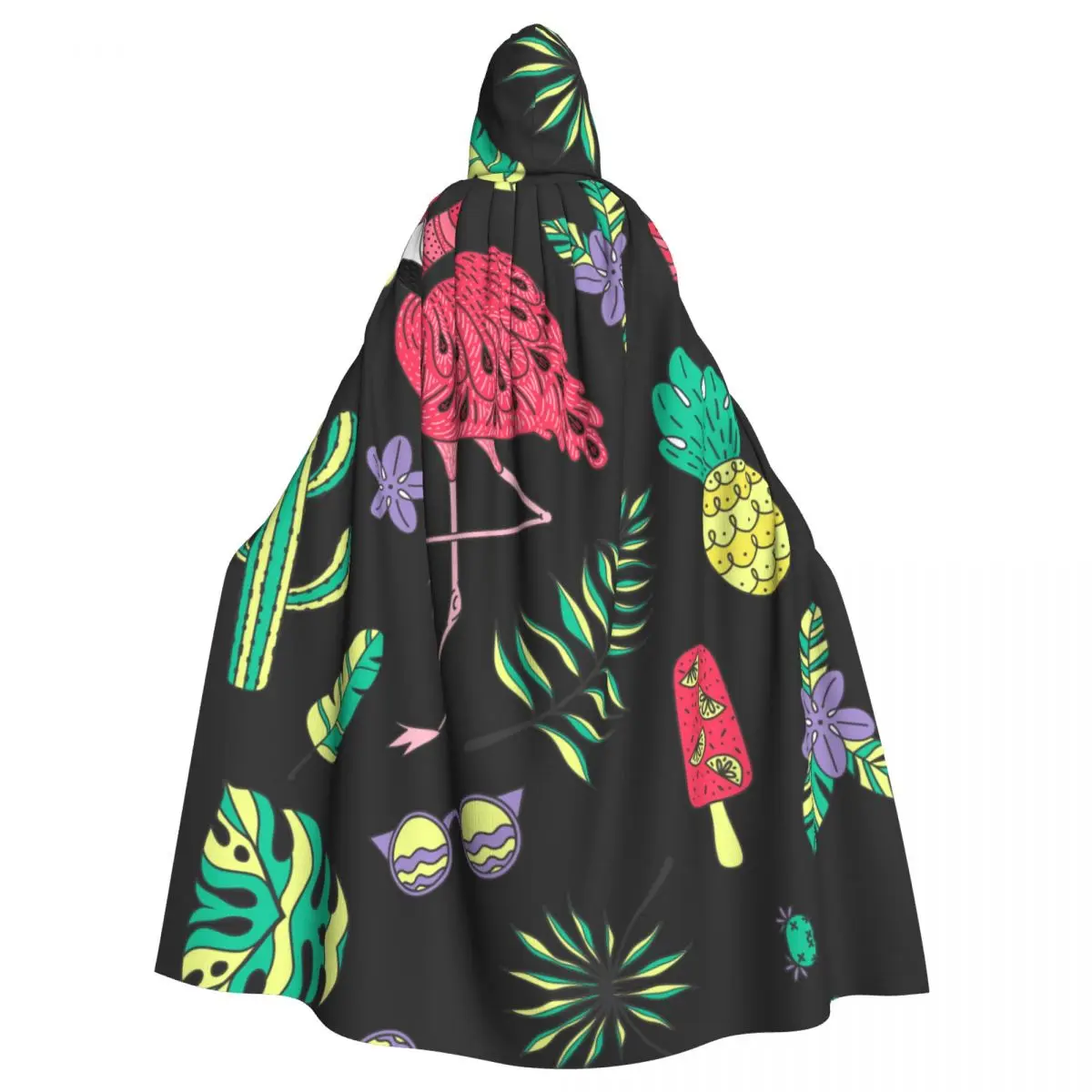 

Cosplay Medieval Costumes Tropical Flamingo Exotic Leaves Hooded Cloak Capes Long Robes Jackets Coat Carnival