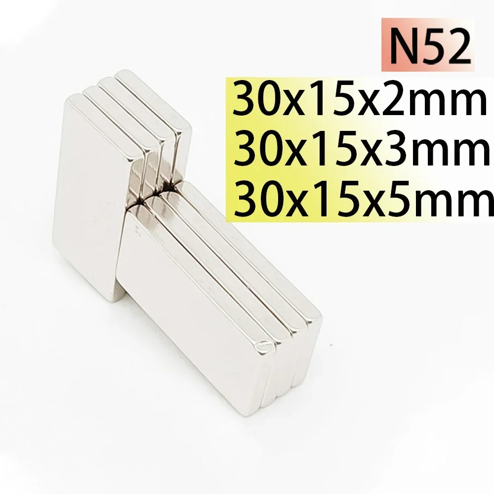 

N52 30x15x2mm 30x15x3 25x15x5 30x12x3 Standard magnetic earth Square Neodymium Bar Block engine Strong Magnets Motor Generator