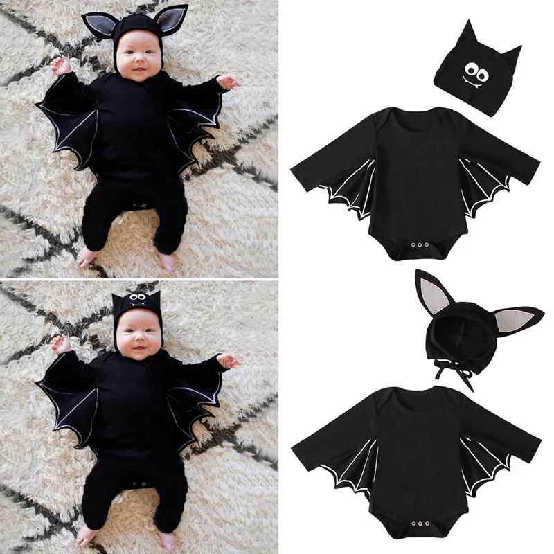 Boys and girls European and American spring and autumn Halloween Batman hooded long-sleeved jumpsuit romper two-piece children&# 1