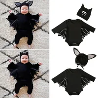 Boys and girls European and American spring and autumn Halloween Batman hooded long-sleeved jumpsuit romper two-piece children&# 1