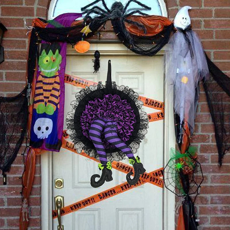 

Halloween Witch Hat Leg Door Wreath Halloween Wreath Door Hanging Decoration Happy Halloween Party Home Party Supplies Newest