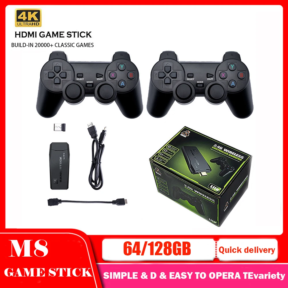 Game console M8 4K HD Retro Game Console 20000 Games Built-in Wireless Controller TV Game Stick Handheld