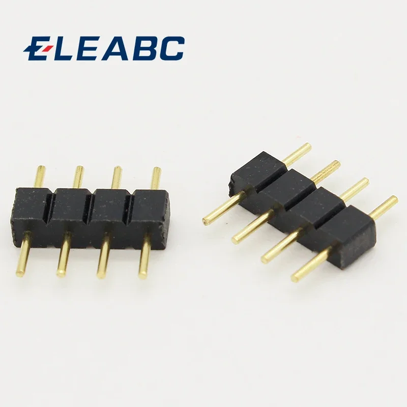 10 teile/los 4 Pin RGB Stecker Adapter pin nadel männlichen typ doppel 4pin, für RGB 5050 3528 LED Streifen DIY lichter einfügen