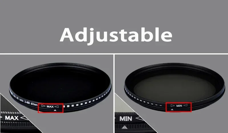 ND2-400 Fader Variable Adjustable ND Filter 49 52 55mm 58mm 62mm 67mm 72mm 77mm