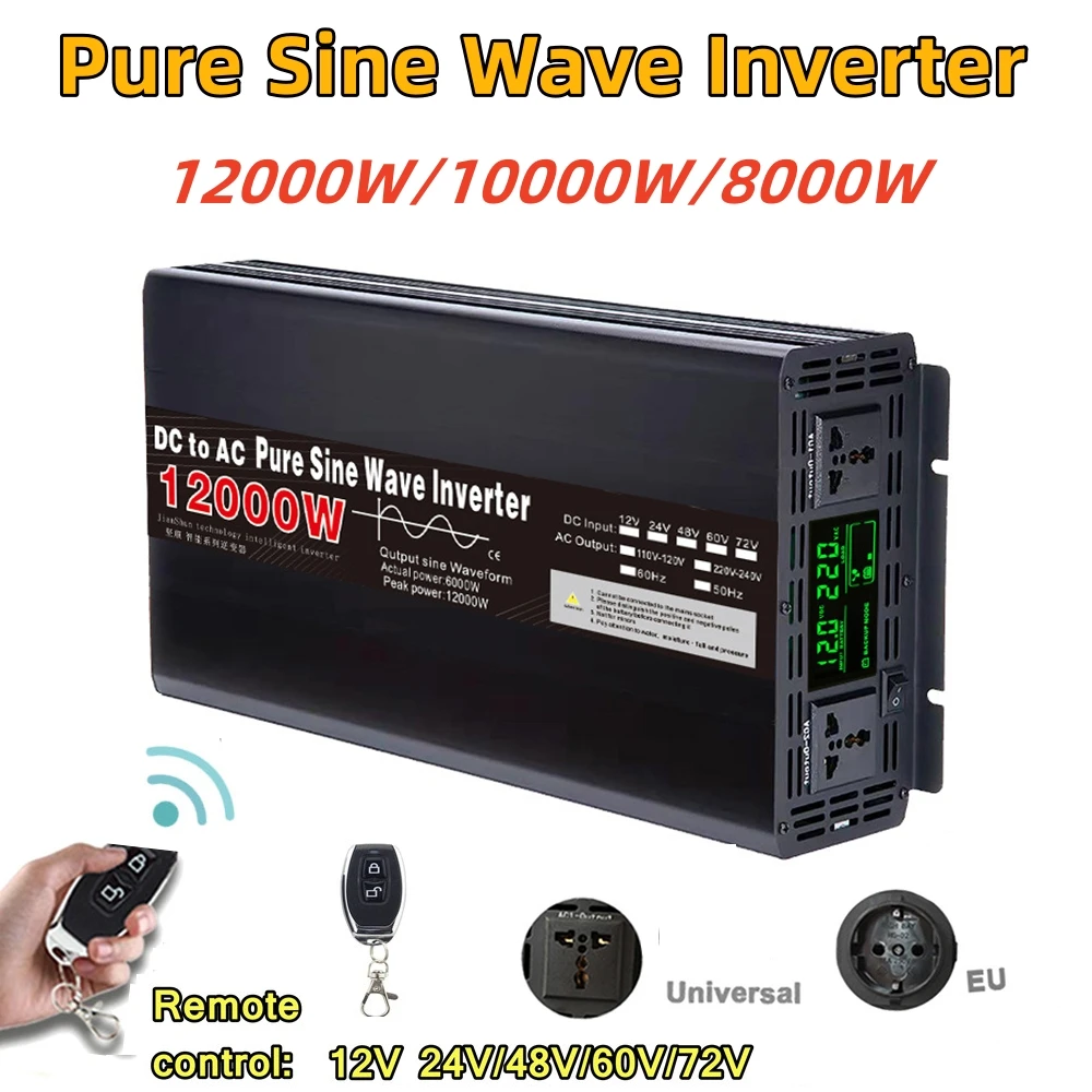 12000W/10000W Inverter A Onda Sinusoidale Pura Inverter Solare 12V 24V 110V 220V Onda Senoidale Pura Convertitore Di Tensione Di Potenza