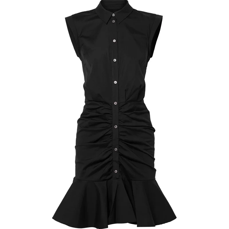 

Fashion Designer Summer Runway Drawstring Sundress Mini Dress Sexy Party Casual Sleeveless Women's Stylish Tunic Shirt Dresses