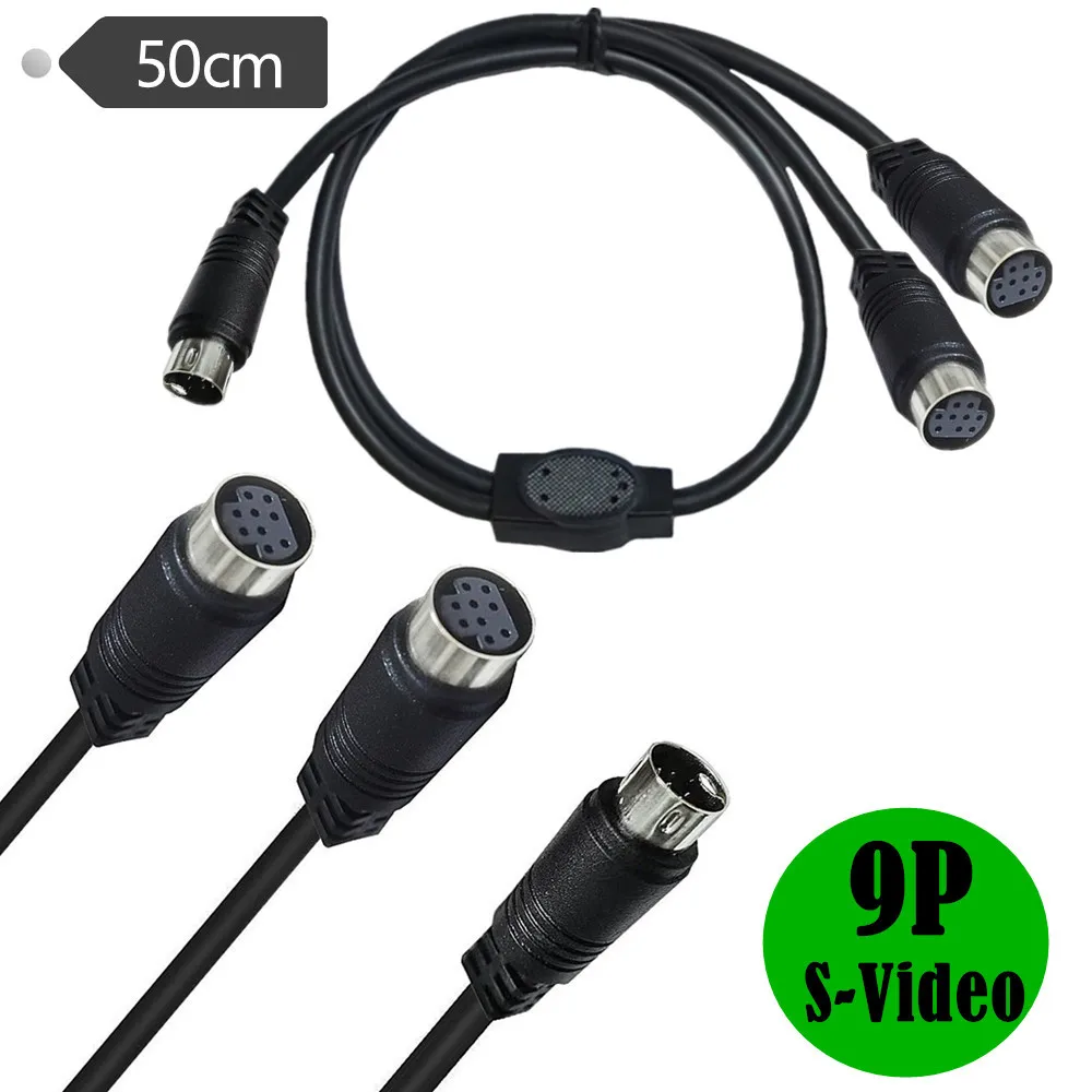 Mini Din 9-Pin 1 Mal A 2 Femmina Splitter Y Cavo Adattatore Mini Din 9 Core Cavo Audio/Video, Cavo Set-Top Box S-Video 0.5M 50Cm