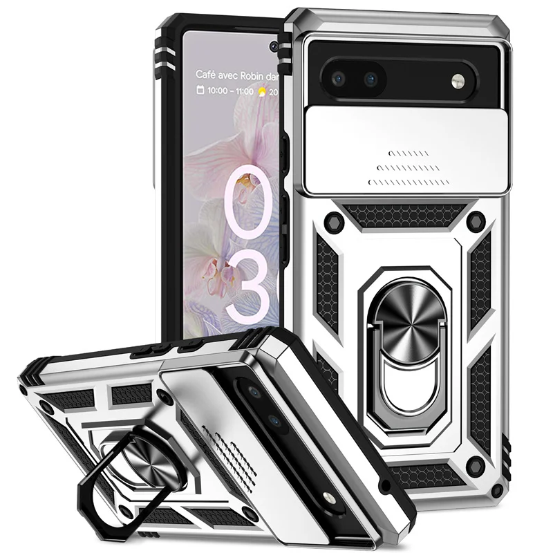Enhanced Protection Magnetic Ring Holder Phone Case with Camera Lens Shield