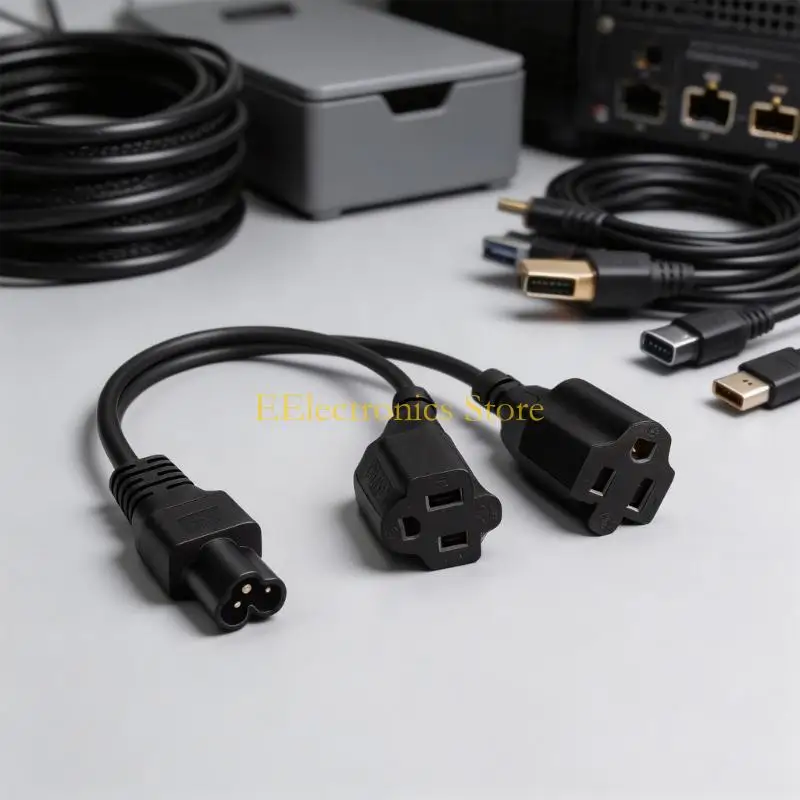 B03C Y형 전원 분배기 커넥터 코드 IEC320 남성 NEMA 2X 5-15R 여성 30Cm