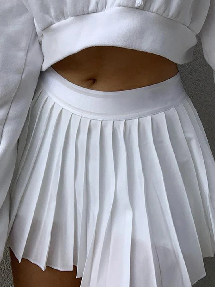 

White Pleated Skirt Short Woman Elastic Waist Mini Skirts Sexy Mircro Summer Embroidery Mini Tennis Skirt New Preppy
