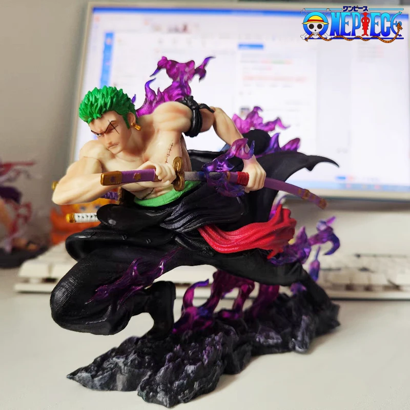 

20cm Anime One Piece Roronoa Zoro Figures Pvc Gk Zoro Statue Figurine 2 Heads Model Doll Ornament Collection Toys Kids Xmas Gif