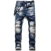 Mens Street Fashion Slim Fit Ripped Black Jeans  Quality Men Luxury Brand Blue Denim Pants Men Stretch Skinny Jeans Size 44-54 5