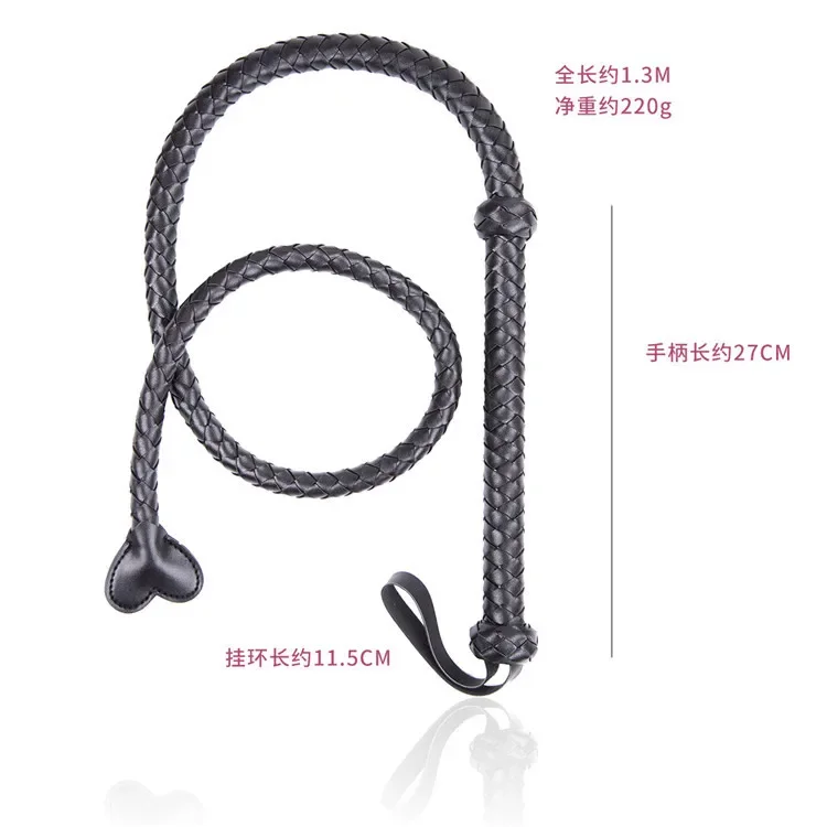 PU Leather Horse Whip With Lashing Handle Paddle Scattered Whip for Horse Training Crop Whip 1.3M new 5