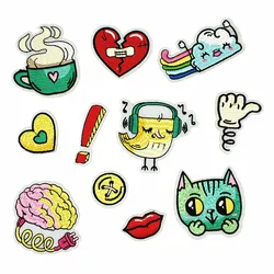 Patch autocollant brodé de personnalité, coupe d'amour, chat, accessoires pour vêtements, couture 