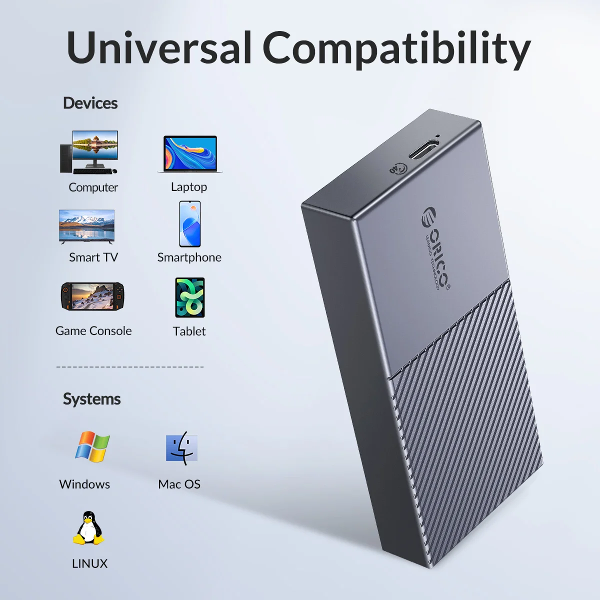 Orico-usb Nvme Gabinete Ssd Alumínio M.2 Ssd Case Compatível com Thunderbolt Usb 3.1 3.0 Tipo-c 40gbps Pcie3.0 - Imagem 2