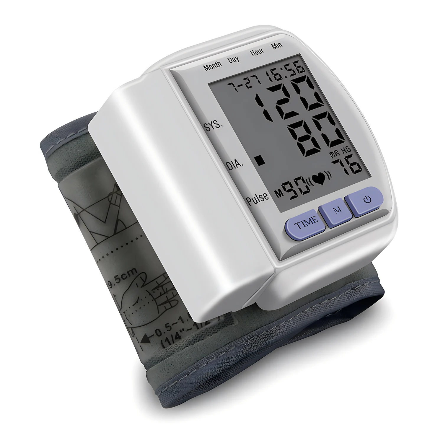 Blood Pressure Monitor Blood Pressure Meter Portable Digital Wrist Type BP Machine Sphygmomanometer Tensiometer Test Monitor Tonometer