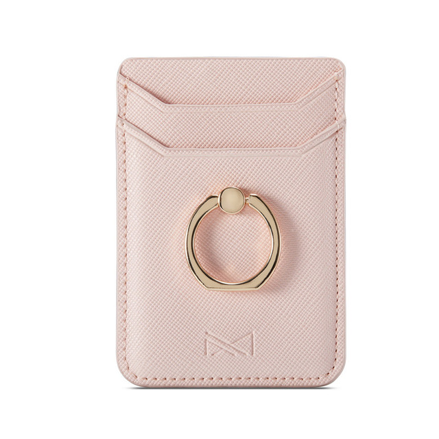 Cell Phone Smartphone Ring Socket Holder Wallet Credit Card Pocket Adhesive Sticker Phone Pouch Bag Case Black Rose Gold