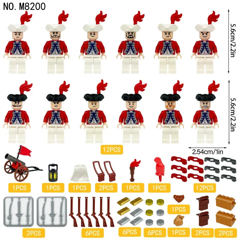 해군 8200 로얄 미니피규어 국경 간 도매 어린이 조립식 소형 블록 장난감 총 트럭 무기 상자