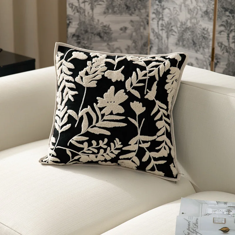 

Square Embroidered Cushion Cover Cushion Cover Hgih Quality Pillow Cover for Sofa Living Room Decorative Pillowcase Cojines