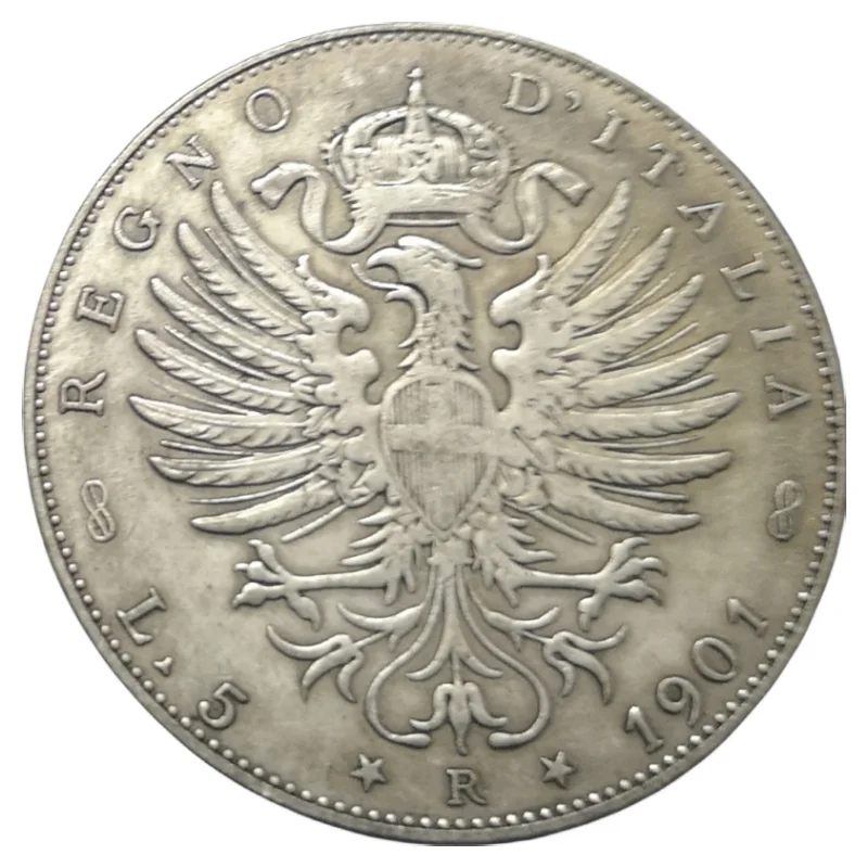

1901 Italy 5 Lire-Vittorio Emanuele III Silver Plated Copy coin