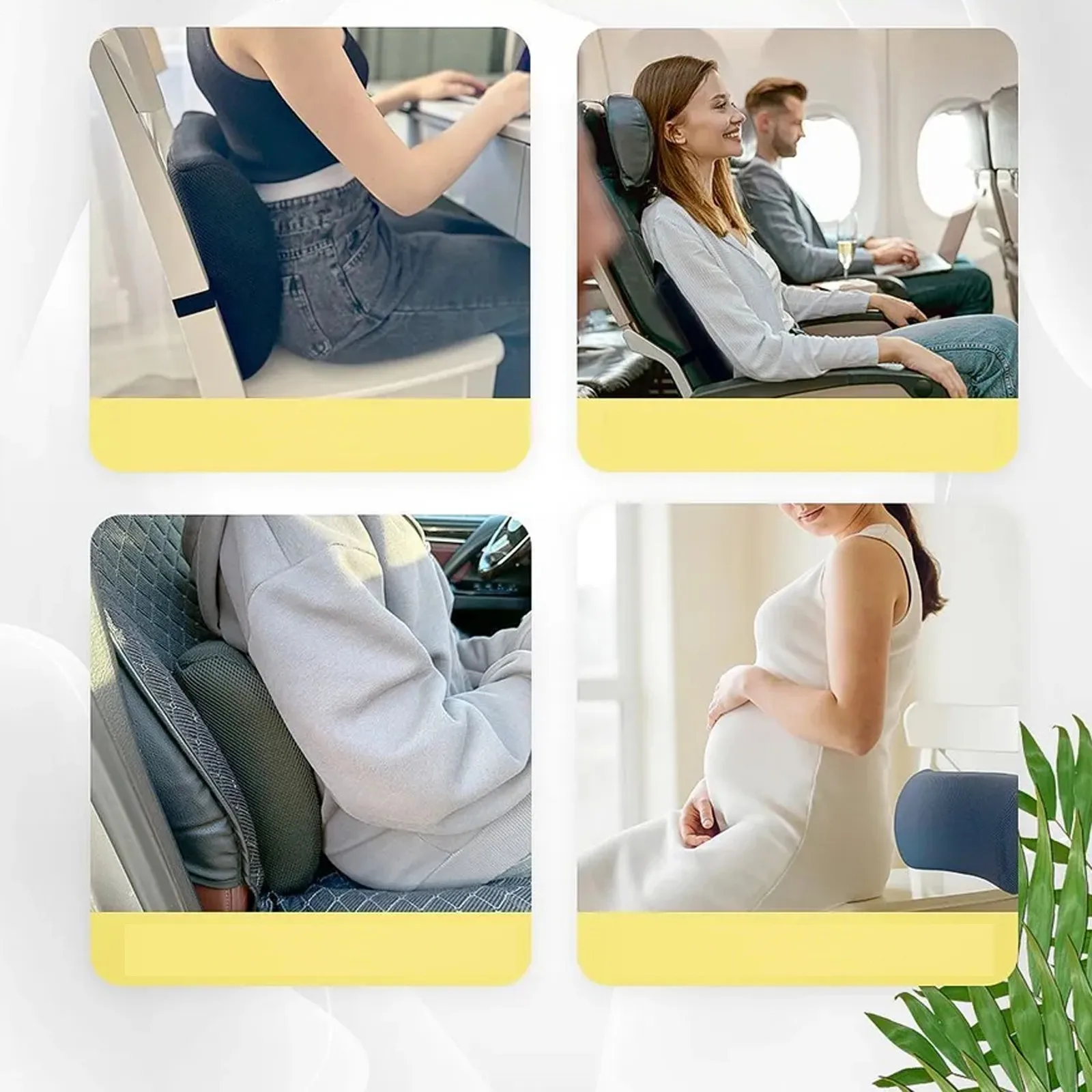 Car Seat Memory Foam Back Support Lumbar Pillow Waist Cushion Breathable Mesh Cover For Office Auto Chair Interior Accessories 3