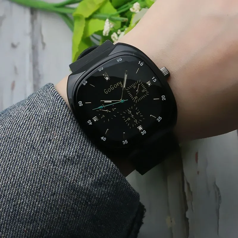 

European and American Style Trend Big Dial Quartz Watch Fashion Waterproof Silicone Tape Wristwatch Women Men Relógio Feminino