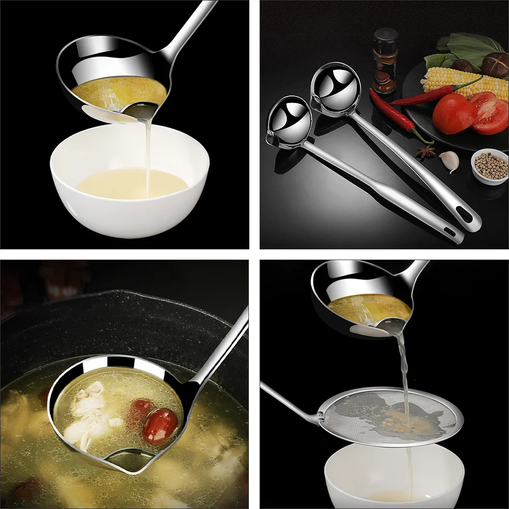 Stainless Steel Oil Filter Spoon Grease Hot Pot Ladle Soup Scoop Practical Colander