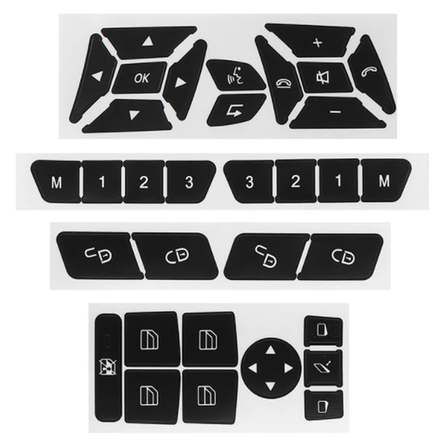 Mercedes-Benz Button Repair Decals Set – AC, Steering, Window, Door Stickers, Vinyl Overlays