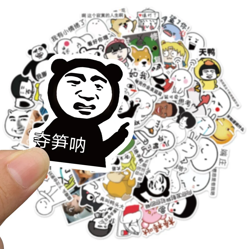 60개 귀엽고 재미있는 중국어 멘 스티커 DIY 장식 저널 스크랩북 휴대폰 케이스 노트북 물병용