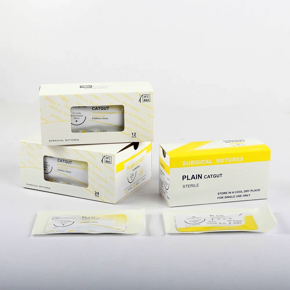 Absorbable Suture Thread Pet Dog Specific PGA 910 75CM 90CM With Needle 2/0 3/0 4/0 5/0 Teaching Clinic Hospital Exercises 12pcs