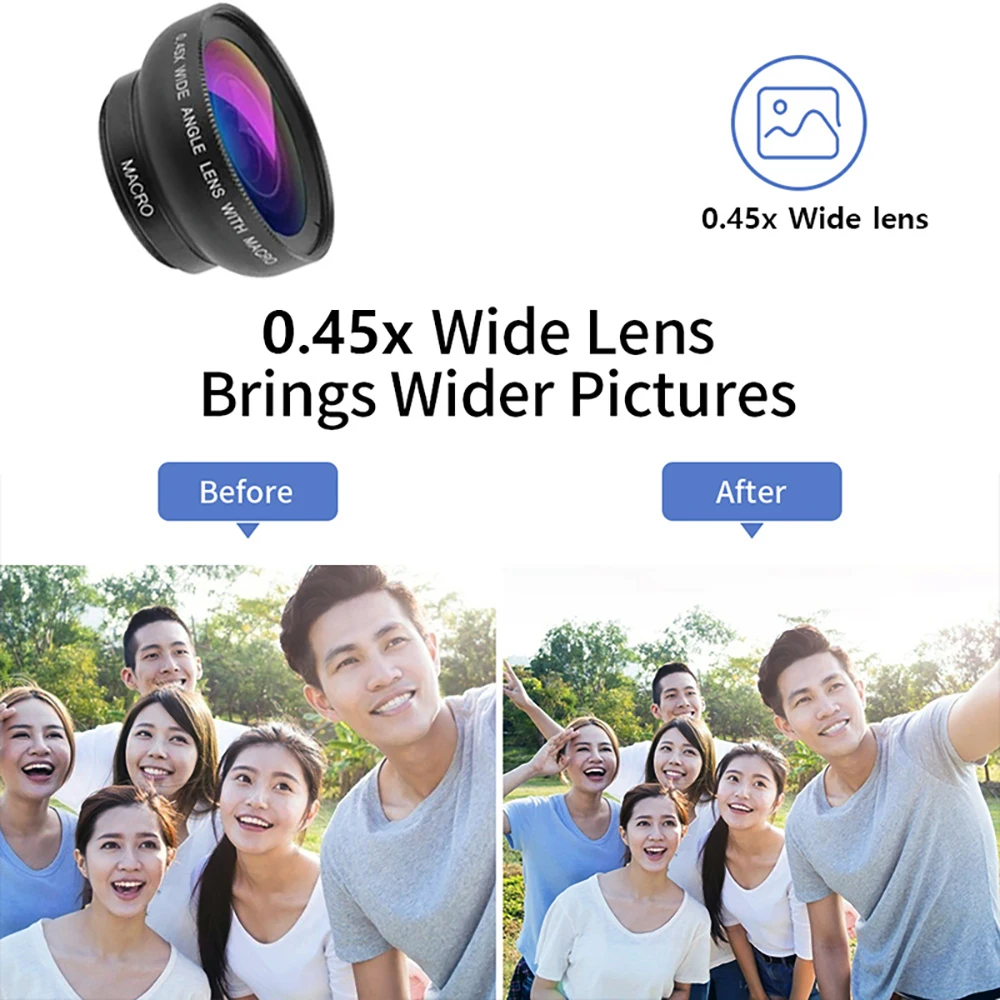 Experience 2 in 1 Phone Camera Lens kit 0.45x Wide Angle 12.5x Macro Lens HD Camera Lenes for iphone ios Android Smartphones — view 5