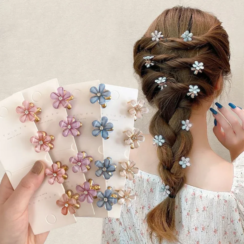 4PCS Nette Mini Blume Haarspange Krallen Frauen Mädchen Bunte Blumen Haarnadeln Süße Kleine Kopfschmuck Barrettes Zubehör Großhandel