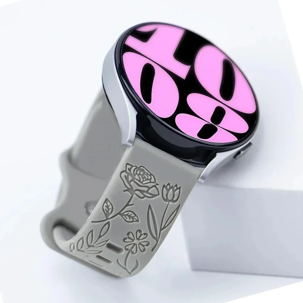 Rose Engraved Floral Watch Band - 18mm, 20mm, 22mm