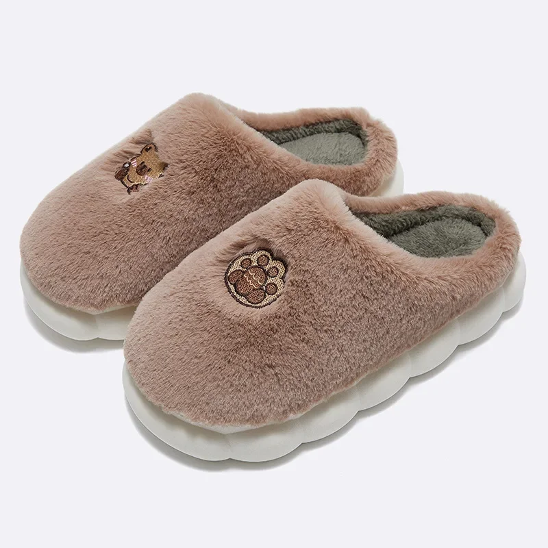 Winter nice flower Slippers Women Men Fashion Cute Fluffy Slippers Winter Warm Lovers Fur Casual Confinement Shoes