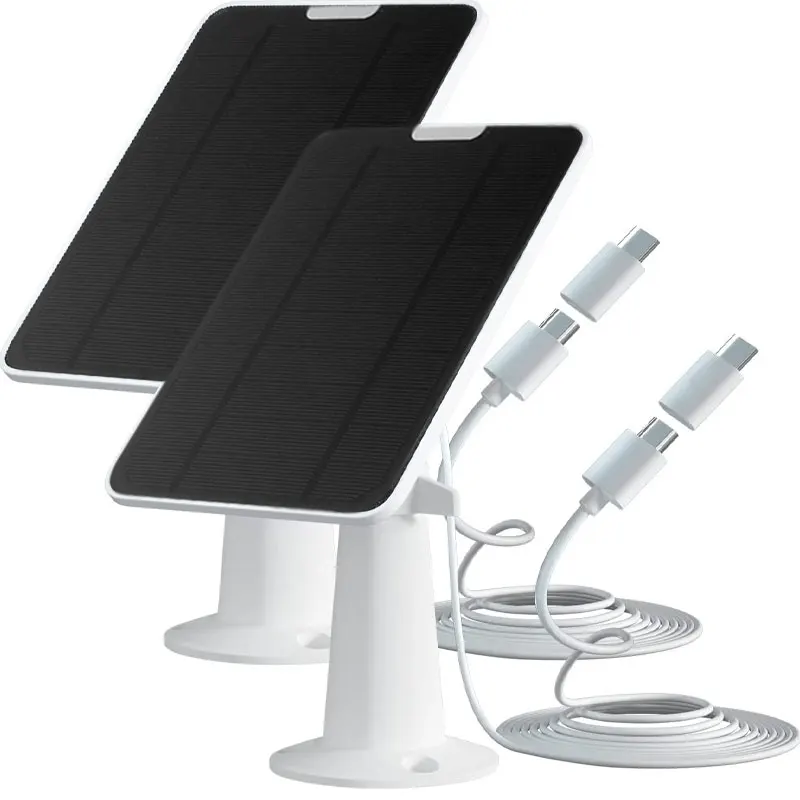 Pannello Solare Da 2 Pezzi 5V 6W Compatibile Con Eufycam 2C/2C Pro/E40/E20/2/2 Pro/E Reolink Argus Eco/2E/Pt/3 Pro Ecc.