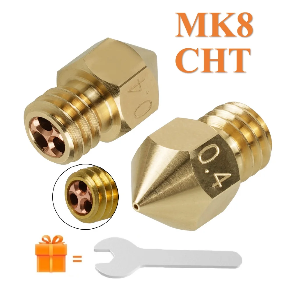 3pc Clone CHT Nozzles MK8 0.2 0.3 0.4 0.5 0.6 0.8 1.0 1.2mm Brass 3D Printer Nozzle Print Head High Flow For 1.75mm Filament 10pcs cht mk8 brass copper nozzles high flow nozzle cht nozzles brass nozzle for 3d printer hotend j head extrusion 1 75mm pla