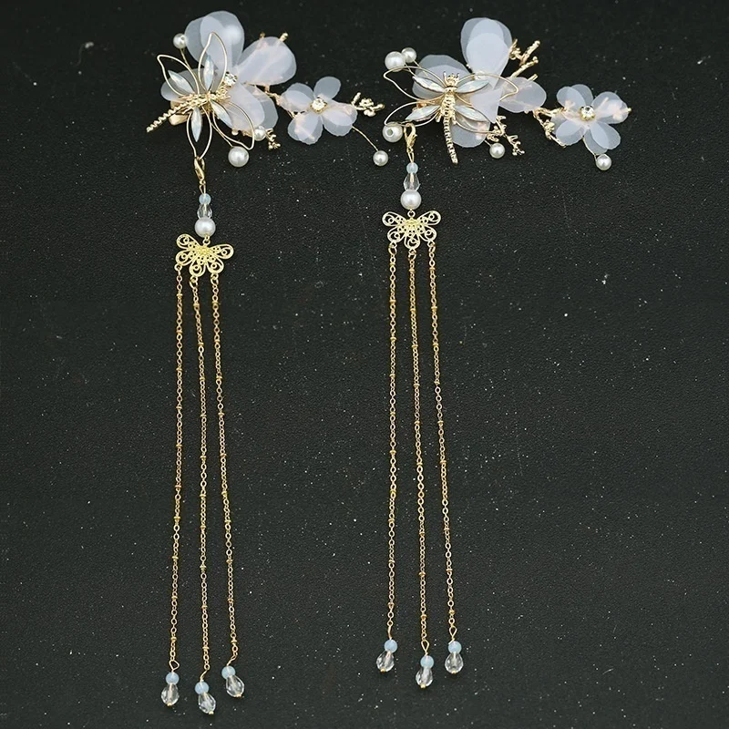 Chinese Hair Accessories Classical Dragonfly Long Tassels Hairpin